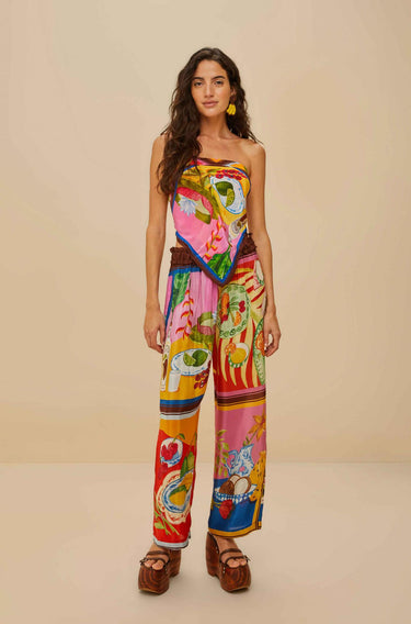 SUMMER PICNIC MULTICOLOR LOW WAIST PANTS-Pants-Farm Rio-Debs Boutique
